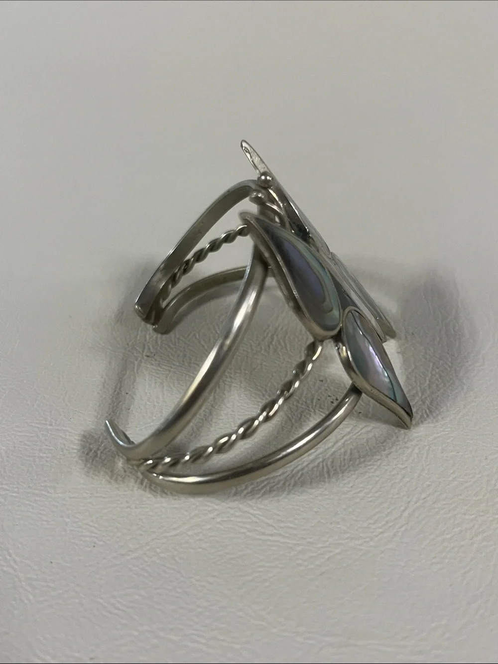 Mexico Abalone Butterfly Cuff Bracelet - Iridescent Shell Accent